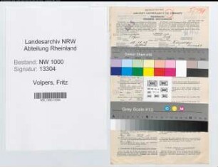Entnazifizierung Fritz Volpers, geb. 15.12.1907 (Angest.)