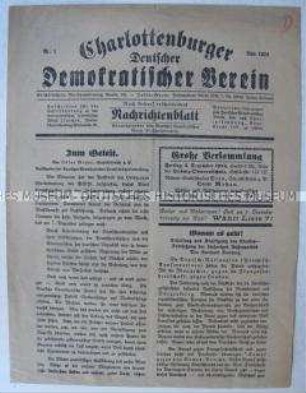 Erste Nummer eines unabhängigen Nachrichtenblattes für Berlin-Charlottenburg