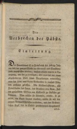Die Verbrechen der Päbste. Einleitung.