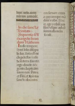 Nachtrag (in die sanctissimae trinitatis)