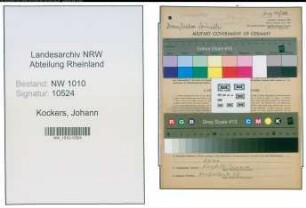 Entnazifizierung Johann Kockers , geb. 19.11.1900 (Betriebsleiter)