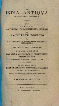 De India antiqva : dissertatio historica, Particula 2
