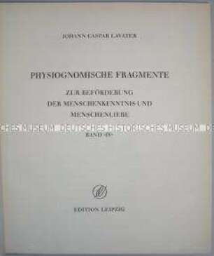 Nachdruck von Lavaters "Physiognomischen Fragmenten" nach der Ausgabe von 1775-1778, Band 4