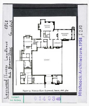 Leyswood (Sussex): Landhaus, Grundriss. Norman Shaw