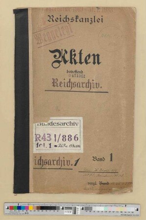 Archivwesen im allgemeinen, Reichsarchiv und Staatsarchive: Bd. 1