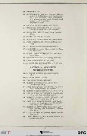 Antike u. moderne Silbergeräte (Nr. 43-64)