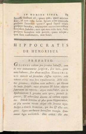 Hippocratis De Humoribus