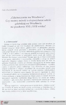 6: "Gdańszczanin we Wrocławiu" : czy można mówić o ekspozyturze sztuki gdańskiej we Wrocławiu na przełomie XVI i XVII wieku?