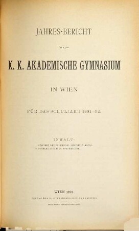 Jahresbericht. 1891/92