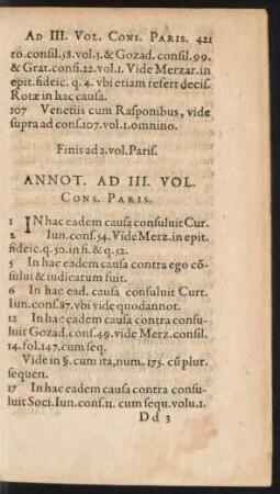 Annot. Ad III. Vol. Cons. Paris.