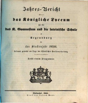 Jahres-Bericht. 1865/66