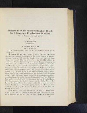 Wissenschaftlicher Abend vom 14. Januar 1899.