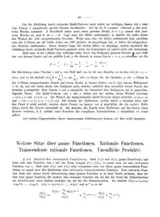 Weitere Sätze über ganze Functionen. Rationale Functionen. Transcendente rationale Functionen. Unendliche Produkte