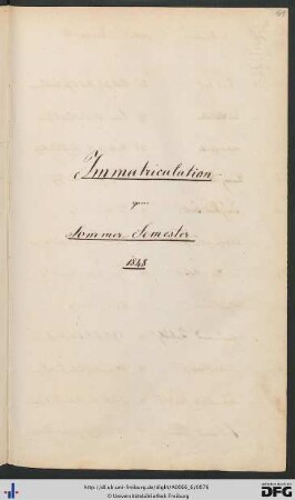 [fol. 61] Sommersemester 1848