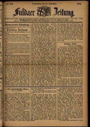 Ausgabe vom Donnerstag, den 24. September 1885.