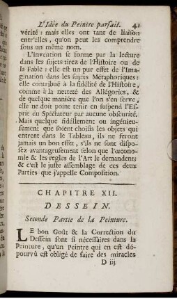 Chapitre XII. Dessein. Seconde Partie de la Peinture
