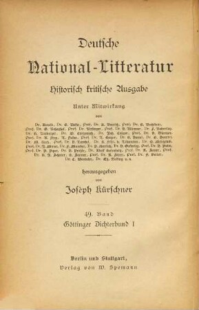 Der Göttinger Dichterbund, 1. Johann Heinrich Voß