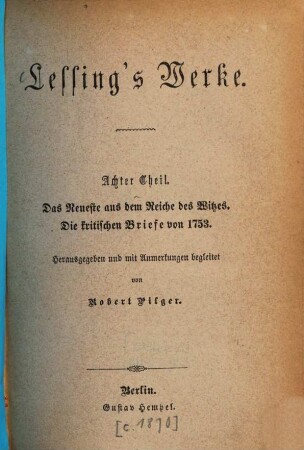 Lessing's Werke, 8