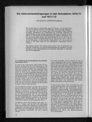 Die Abiturientenbefragungen in den Schuljahren 1970/71 und 1971/72 : Überprüfung und Rechtfertigung