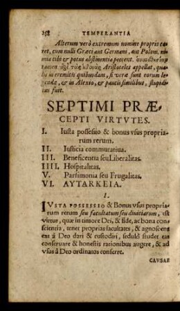 Septimi Praecepti Virtutes.