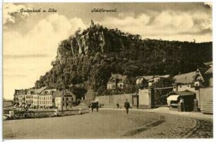Bodenbach a. Elbe. Schäferwand mit Bergschloß (1905) und Eisenbahntunnel