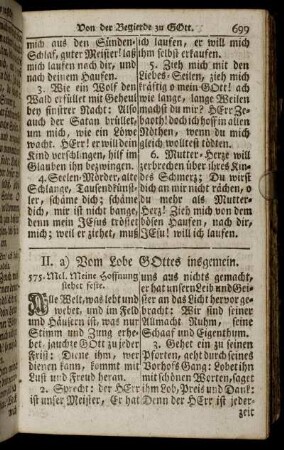 II. a) Vom Lobe Gottes insgemein. - g) Vom Lobe Gottes auf Reisen.
