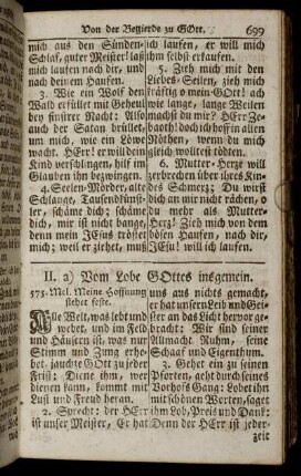 II. a) Vom Lobe Gottes insgemein. - g) Vom Lobe Gottes auf Reisen.