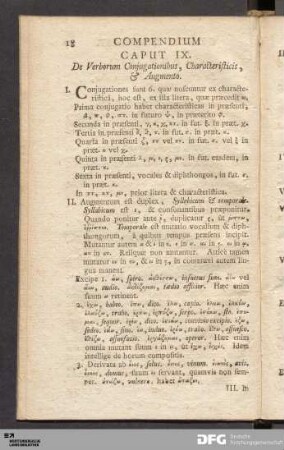 Caput IX. De Verborum Conjugationibus, Characteristicis, & Augmento