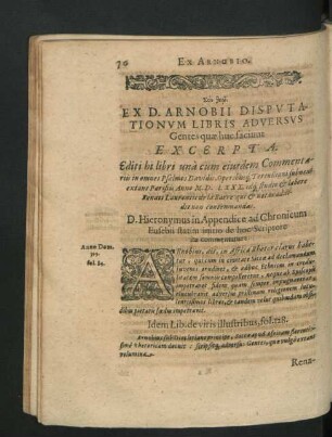 Ex D. Arnobii disputationum Libris Adversus Gentes quae huc faciunt.