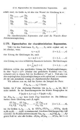 § 176. Eigenschaften der charakteristischen Exponenten.