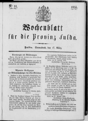 Nr. 11, Ausgabe vom 17. März 1855