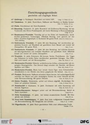 Einrichtungsgegenstände: geschnitzte und eingelegte Möbel (Nr. 687-793)