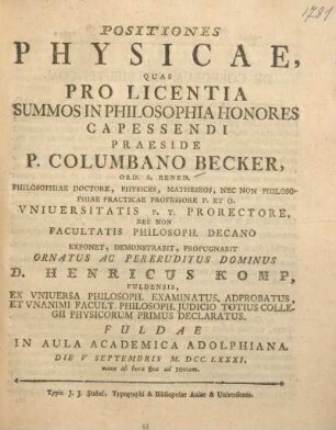 Positiones physicae