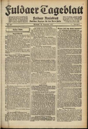 Erste Ausgabe vom Mittwoch, den 14. Dezember 1921.