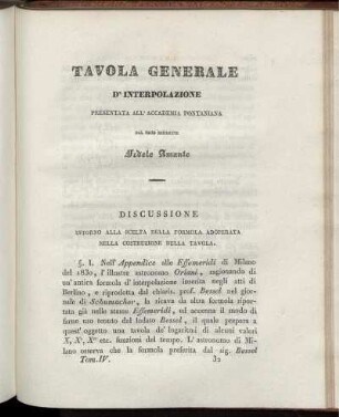 TAVOLA GENERALE