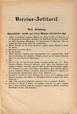 Königl. Allerh. Verordnung, die Abänderung des Vereins-Zolltarifs betreffend