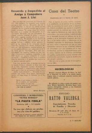 Recuerdo y Despedida al Amigo y Companero Juan J. Lliri