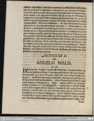Articulus II. De angelis malis
