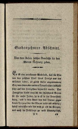 Siebenzehnter Abschnitt. Von dem Anbau solcher Gewächse die den Bienen Nahrung geben.