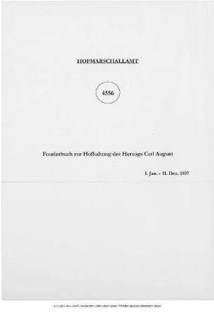 Fourierbuch zur Hofhaltung des Herzogs Carl August