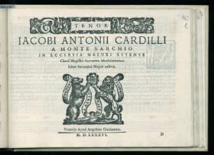 Giacomo Antonio Cardillo: Sacrarum modulationum. Liber secundus. Tenor