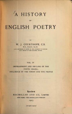 A history of English poetry, 4