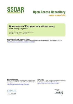 Governance of European educational areas