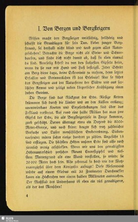I. Von Bergen und Bergsteigern