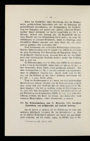 16, III. Die Bekanntmachung vom 11. November 1915, betreffend Einwirkung von Höchstpreisen auf laufende Verträge
