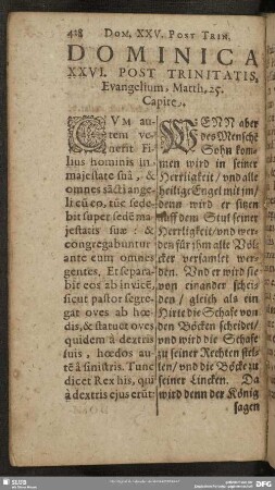 Dominica XXVI. Post Trinitatis, Evangelium Matth. 25. Capite