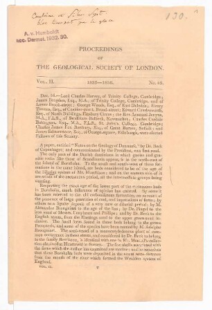 Proceedings of the Geological Society of London, Vol. II, Nr. 43 (1835/36)