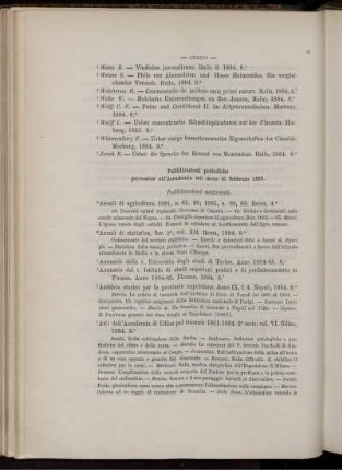 Pubblicazioni periodiche pervenute all' Accademia nel mese di febbraio 1885.
