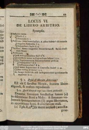 Locus VI. De Libero Arbitrio.