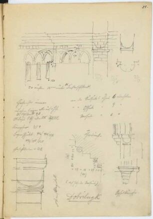 Zisterzienserkloster, Dobrilugk: Details (aus: Skizzen- und Fotoalbum 9)